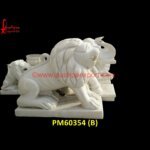 White Marble Stone Carved Baby Lion Statue