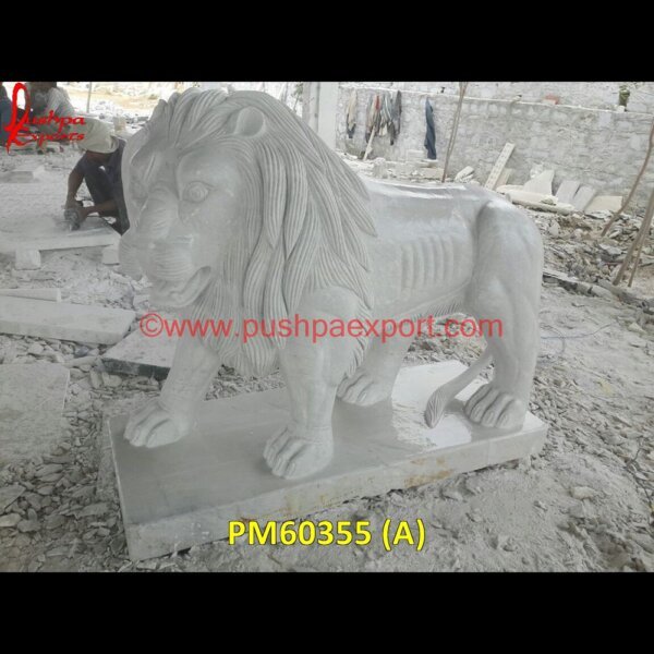 White Marble Lion PM60355 (A) lion,cast stone lion head,carved stone lion,asian stone lion,antique stone lions,antique carved lion.jpg