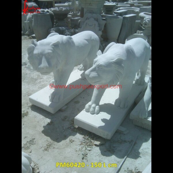 Marble Stone Tiger Statue PM60420 - 150 L cm animal marble statue,carved stone animal statue,marble animal figurine,marble animal sculpture,marble animal statue.jpg