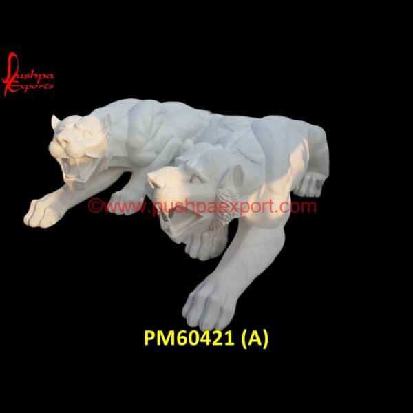 Royal Art Marble Tiger Statue PM60421 (A) animal marble statue,carved stone animal statue,marble animal figurine,marble animal sculpture,marble animal statue.jpg