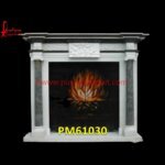 Carving White Marble Fireplace