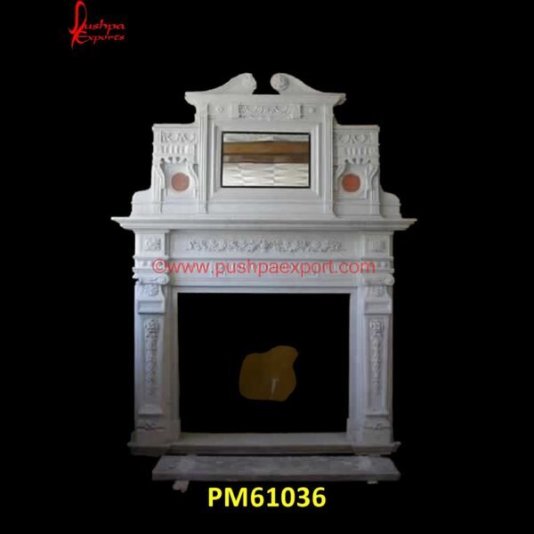 Carved Fireplace Mantel White Marble PM61036 brown stone fireplace,bluestone fireplace,black stacked stone fireplace.jpg