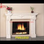 Carved Fireplace Mantel in White Stone