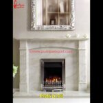 White Stone Carved Fireplace Mantel