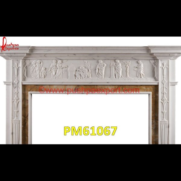 Carved Fireplace Wall of White Marble PM61067 french marble fireplace mantel,freestanding stone fireplace,fireplace mantel with stone,fireplace mantel for stone fireplace.jpg