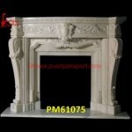 Fireplace Mantel of Carved White Marble