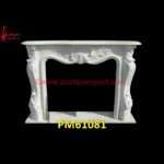 Carved White Marble Stone Fireplace