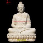 Antique Finish White Marble Buddha Statue