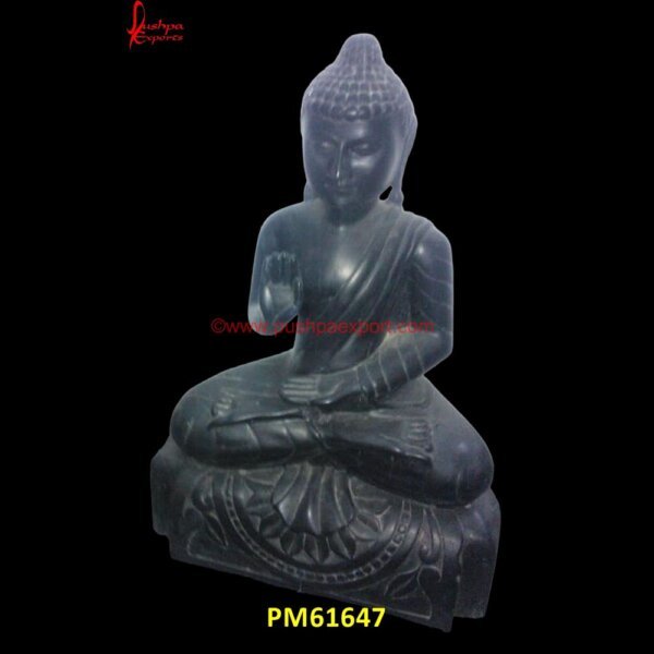 Black Stone Meditating Buddha Idol PM61647 stone buddha head,stone buddha statue garden,antique carved buddha,antique stone buddha.jpg