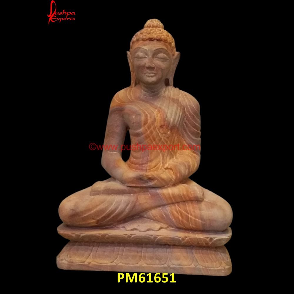 Rainbow Sandstone Buddha Carved Statue PM61651 antique stone buddha head,big stone buddha,big stone buddha statue.jpg
