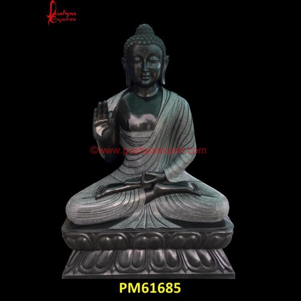 Engraved Black Marble Buddha Statue PM61685 stone buddha head,stone buddha statue garden,antique carved buddha.jpg