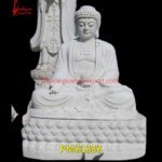 Carved White Stone Sitting Buddha Statue