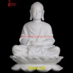 White Stone Meditating Buddha Statue