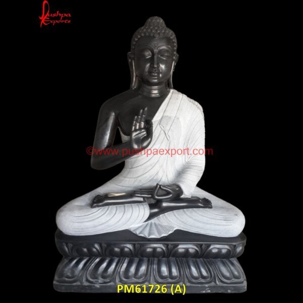 Black And White Sitting Buddha Idol PM61726 (A) buddha head stone sculpture,buddha in marble,buddha in stone,buddha marble,buddha marble statue online.jpg