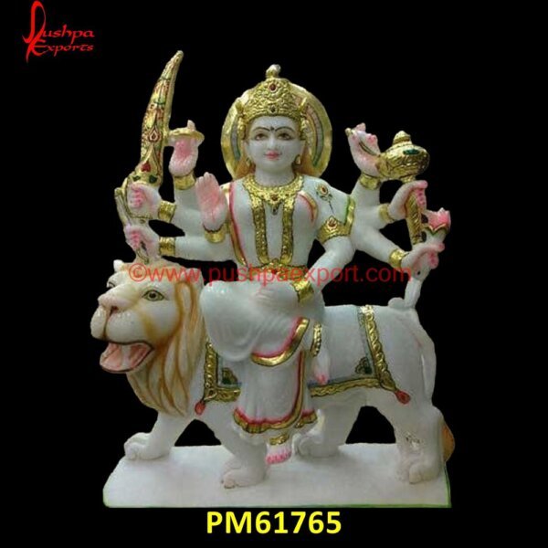 Marble Goddess Durga Statue PM61765 Ambe Maa Marble Murti, Durga Maa Marble Statue, Durga Stone Statue, Marble Durga Maa Statue, Marble Durga Statue.jpg