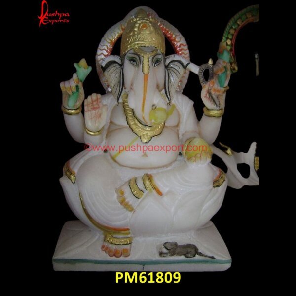 Ganpati Chowki Marble Statue PM61809 ganesh ji marble statue,ganesh ji stone murti,ganesh laxmi marble statue,ganesh marble.jpg