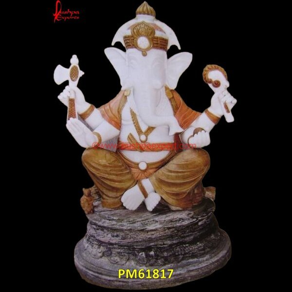 Ganpati Painted Statue PM61817 ganesh stone statue,ganesha black stone statue,ganesha idol in stone,ganesha stone carving.jpg