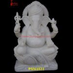 White Stone Carved Ganpati Statue