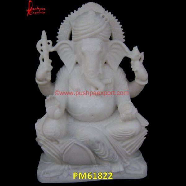 White Stone Carved Ganpati Statue PM61822 ganesha stone statue large,ganpati marble murti,green stone ganesha idol,large ganesha stone.jpg