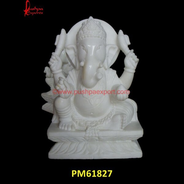 White Marble Ganpati Statue PM61827 large stone ganesh statue,lord ganesha marble statue,lord ganesha stone sculpture.jpg