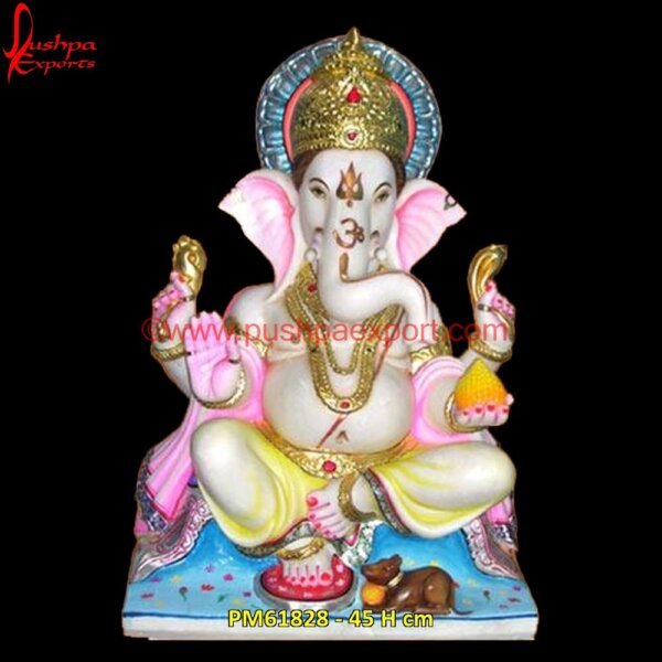 Ganpati ji Painted Statue PM61828 - 45 H cm lord ganesha marble statue,lord ganesha stone sculpture,lord ganesha stone statue.jpg