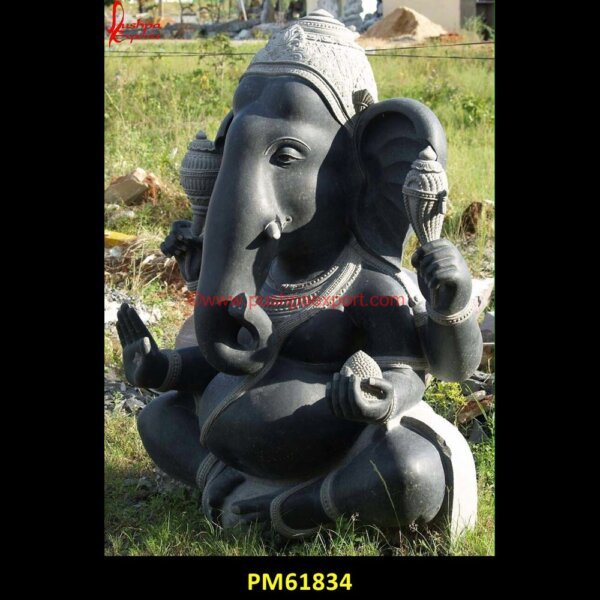 Ganpati Black Stone Staute For Garden PM61834 marble ganesh ji statue,marble ganesh murti,marble ganesh murti 1 feet.jpg