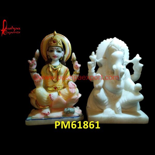 Ganesh Laxmi White Marble Statue PM61861 stone ganpati sculpture,stone vinayagar statue,vinayagar statue in stone,vinayagar stone statue.jpg