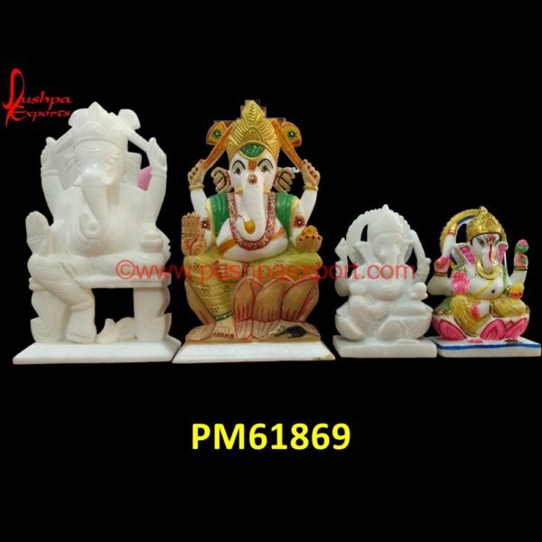 Ganpati Carved Stone Statue PM61869 white marble ganpati murti,white stone ganesh murti,marble statue of ganesh.jpg