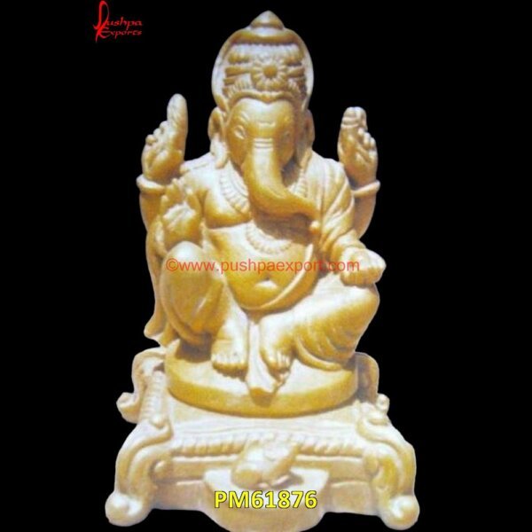 Yellow Stone Ganpati Murti PM61876 black stone ganesh murti,black stone ganesha idol,black stone ganpati,chowki ganesh,ganapathi stone statue.jpg