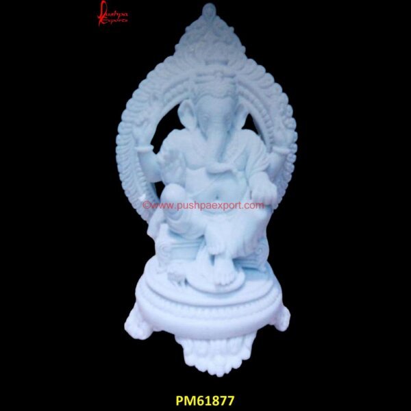 White Carved Ganpati Statue PM61877 black stone ganesha idol,black stone ganpati,chowki ganesh,ganapathi stone statue.jpg