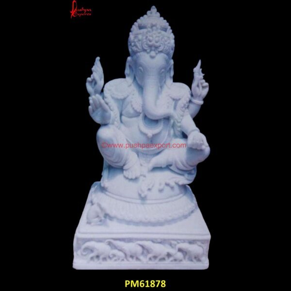 White Ganpati Murti PM61878 black stone ganpati,chowki ganesh,ganapathi stone statue,ganapati marble murti.jpg