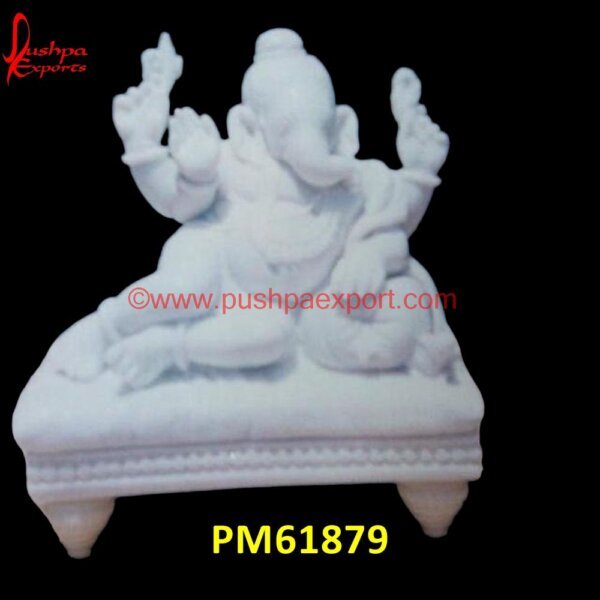 White Chowki Ganesh Murti PM61879 chowki ganesh,ganapathi stone statue,ganapati marble murti,ganesh idol in black stone,ganesh idol.jpg