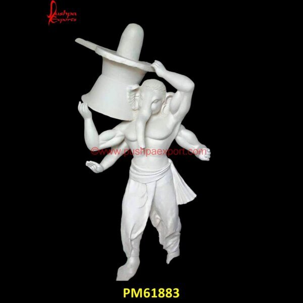 Bahubali Ganpati Statue PM61883 ganesh idol white marble,ganesh ji marble statue,ganesh ji stone murti,ganesh laxmi marble statue.jpg