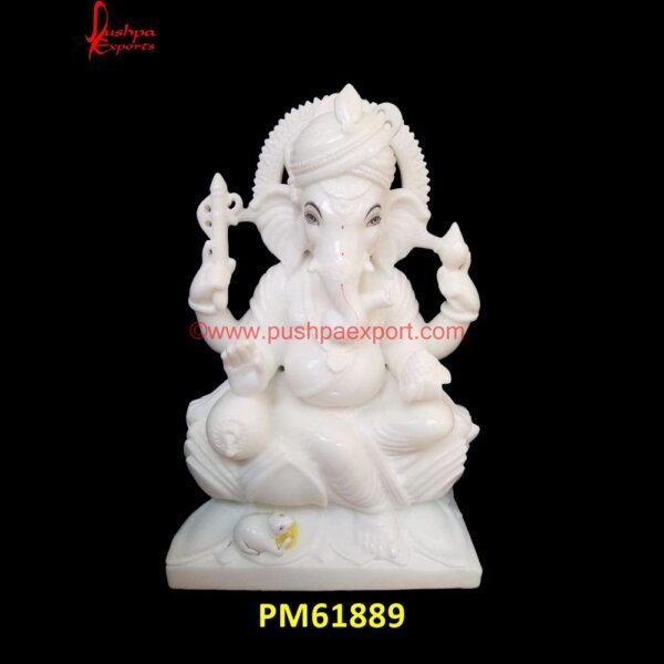 White Stone Ganpati Idol PM61889 ganesh statue white marble,ganesh stone garden statue,ganesh stone murti,ganesh stone statue.jpg