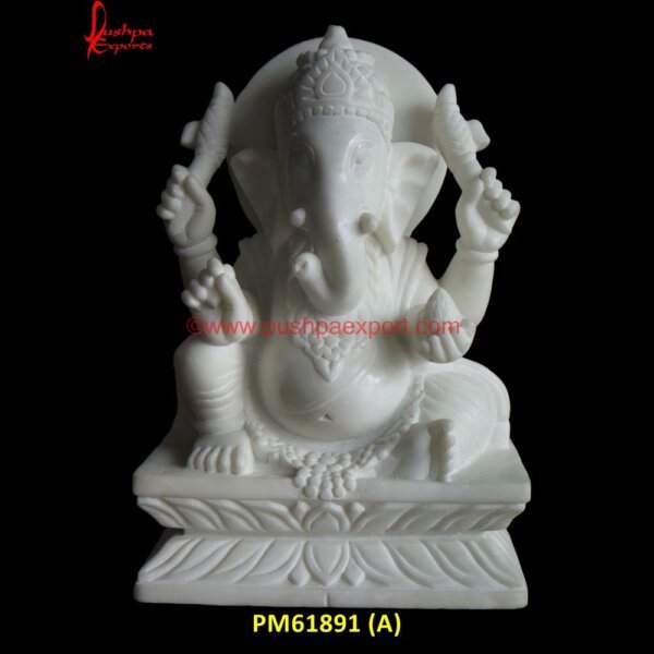 White Marble Ganesh Murti PM61891 (A) ganesha black stone statue,ganesha idol in stone,ganesha stone carving,ganesha stone sculpture.jpg