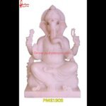 White Stone Carving Ganesh Statue