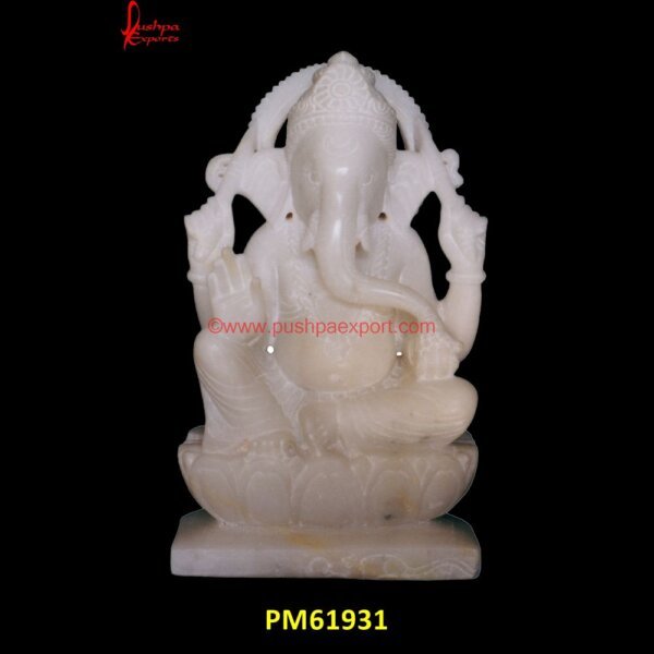 Ancient White Marble Ganesha Statue PM61931 stone ganpati,stone ganpati murti,stone ganpati sculpture,stone vinayagar statue.jpg