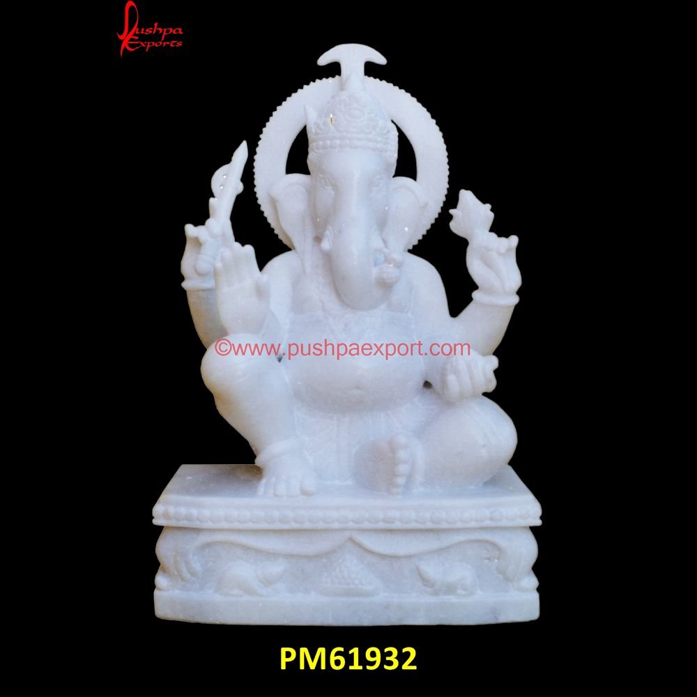 Carving White Marble Ganesha PM61932 stone ganpati murti,stone ganpati sculpture,stone vinayagar statue,vinayagar statue in stone.jpg