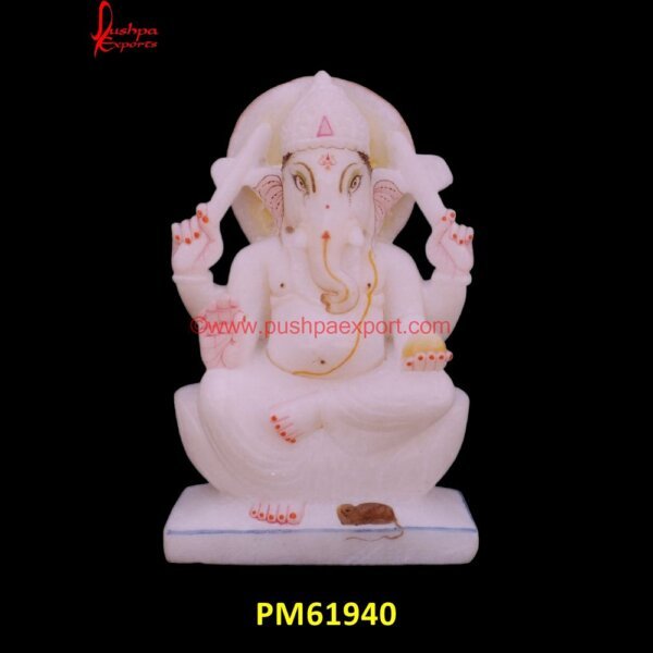 White Marble Ganpati Idol PM61940 white marble ganesha,white marble ganpati murti,white stone ganesh murti.jpg