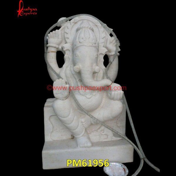 Ganesha Statue In White Marble PM61956 ganesh ji marble statue,ganesh ji stone murti,ganesh laxmi marble statue,ganesh marble moorti.jpg