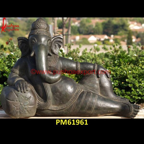 Black Ganpati Statue PM61961 ganesh statue white marble,ganesh stone garden statue,ganesh stone murti,ganesh stone statue.jpg