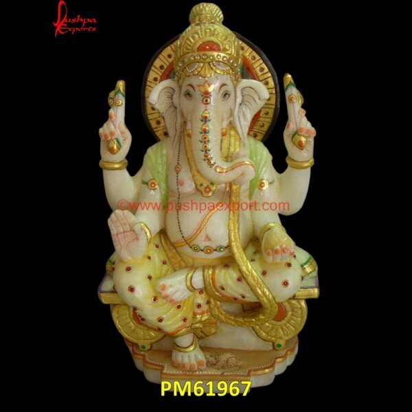 Painted Ganesh Ji Statue PM61967 ganesha stone sculpture,ganesha stone statue large,ganpati marble murti,green stone ganesha idol.jpg