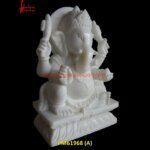 White Stone Carved Ganesha Statue