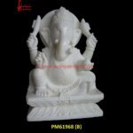 White Stone Carved Ganesha Statue