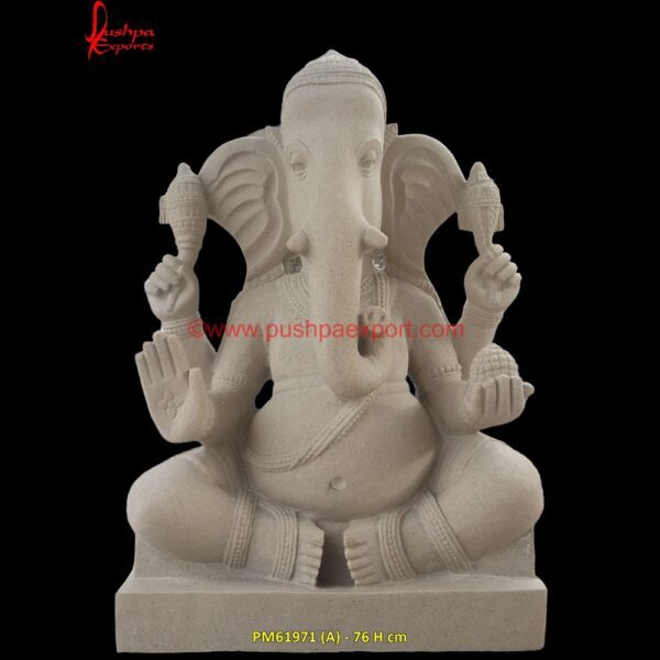 Sandstone Ganesha Idol PM61971 (A) -lord ganesha stone sculpture,lord ganesha stone statue,makrana marble ganesh statue,marble ganapati.jpg