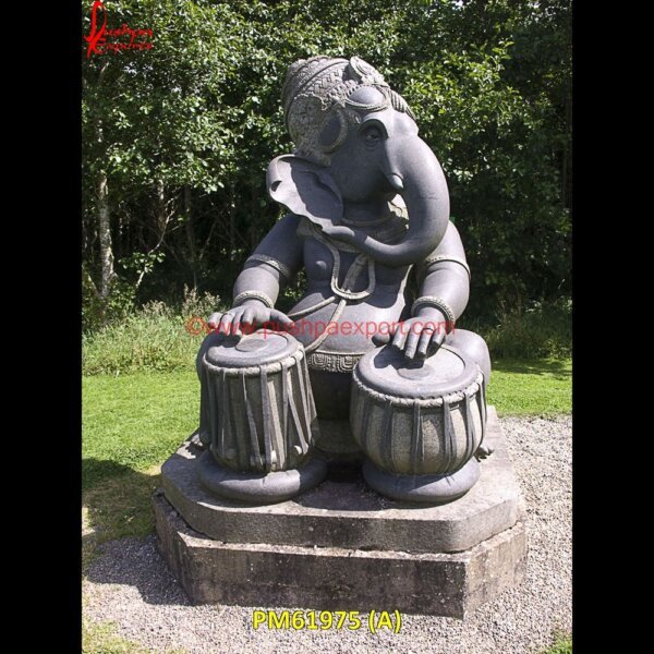 Black Stone Ganesh Murti PM61975 (A) marble ganpati murti,marble ganpati statue,marble stone ganesha idol.jpg