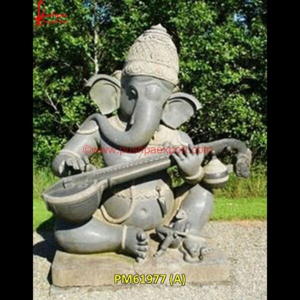 Large Black Stone Ganesha Statue PM61977 (A) sangmarmar ganesh murti,small marble ganesh murti,stone carved ganesha,stone ganapati,stone ganesh.jpg