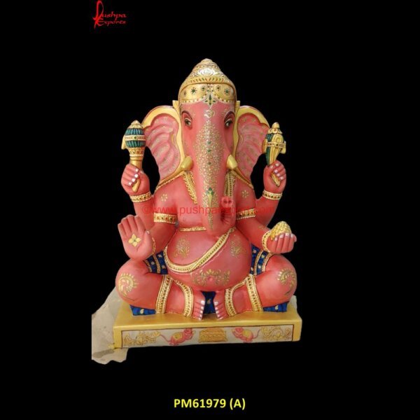 Painted Ganesh Ji Stone Statue PM61979 (A) stone ganesha,stone ganesha for garden,stone ganesha idol,stone ganesha paintings,stone ganpati.jpg