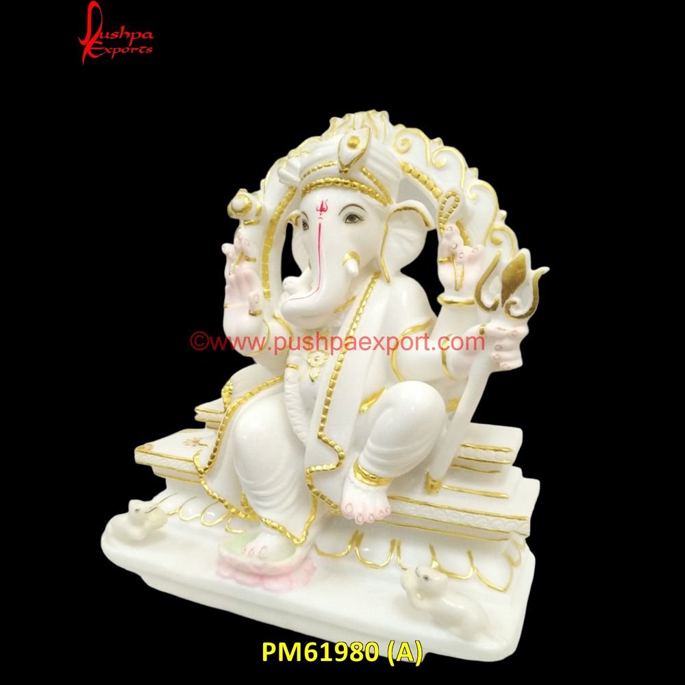 White Stone Ganesh Ji Statue PM61980 (A) stone ganesha paintings,stone ganpati,stone ganpati murti,stone ganpati sculpture,stone vinayagar statue.jpg