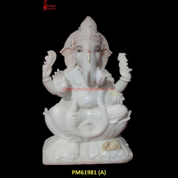 White Stone Ganesha Sculpture PM61981 (A) stone ganpati murti,stone ganpati sculpture,stone vinayagar statue,vinayagar statue in stone,vinayagar.jpg